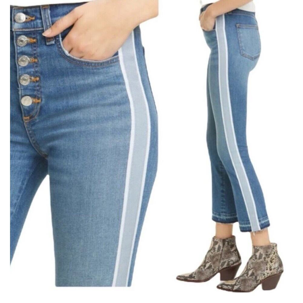 Veronica Beard Size 26 Jeans High Rise Baby Boot Cut Tuxedo Stripe Carolyn